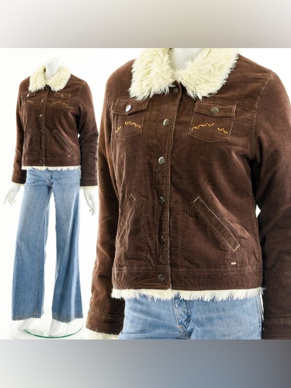 Limited Too Y2K Brown Sherpa Corduroy Jacket Girls Size XS